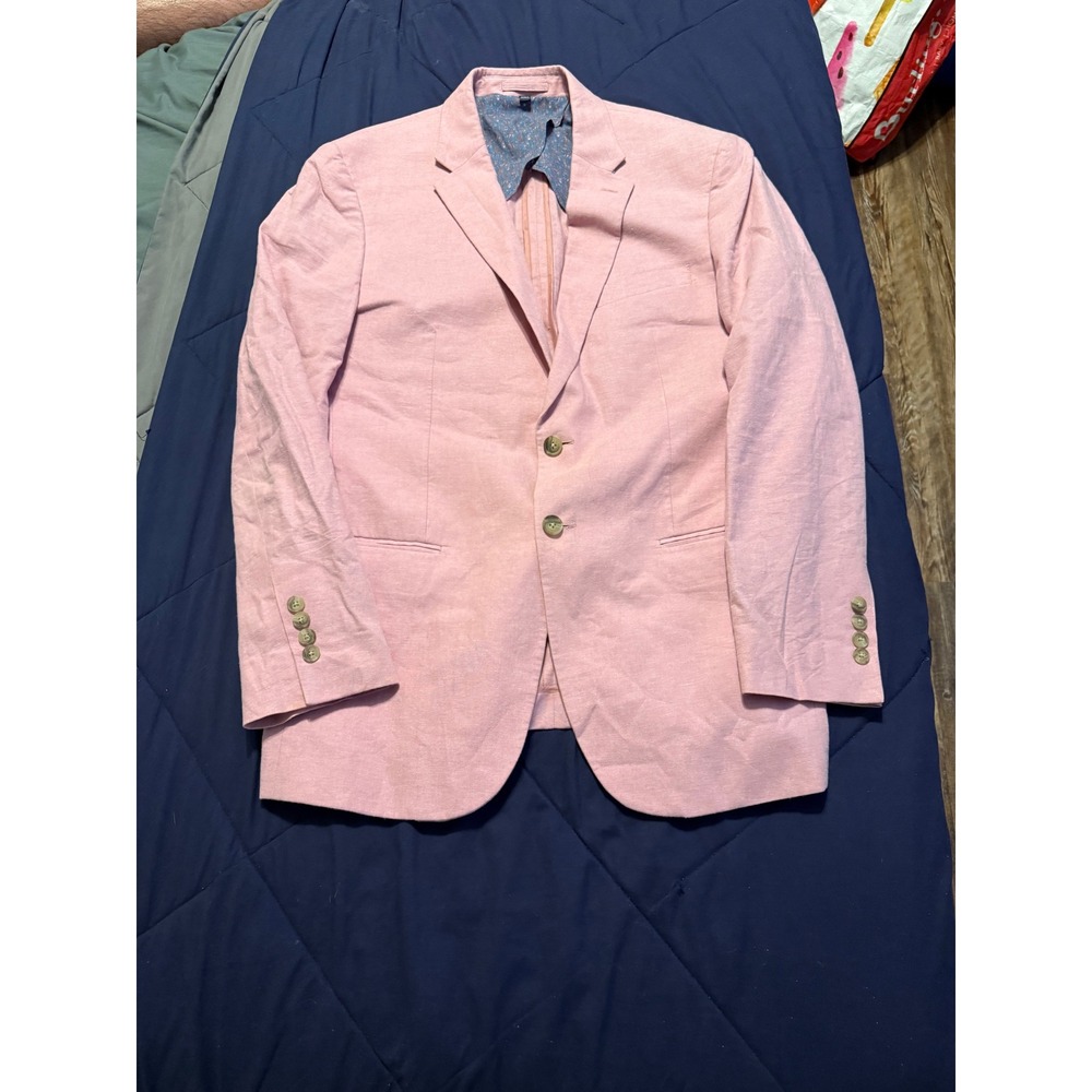 Jos. A. Bank Mens 42R Slim Fit Pink Linen Cotton Blend Blazer Sport Coat 42 Reg